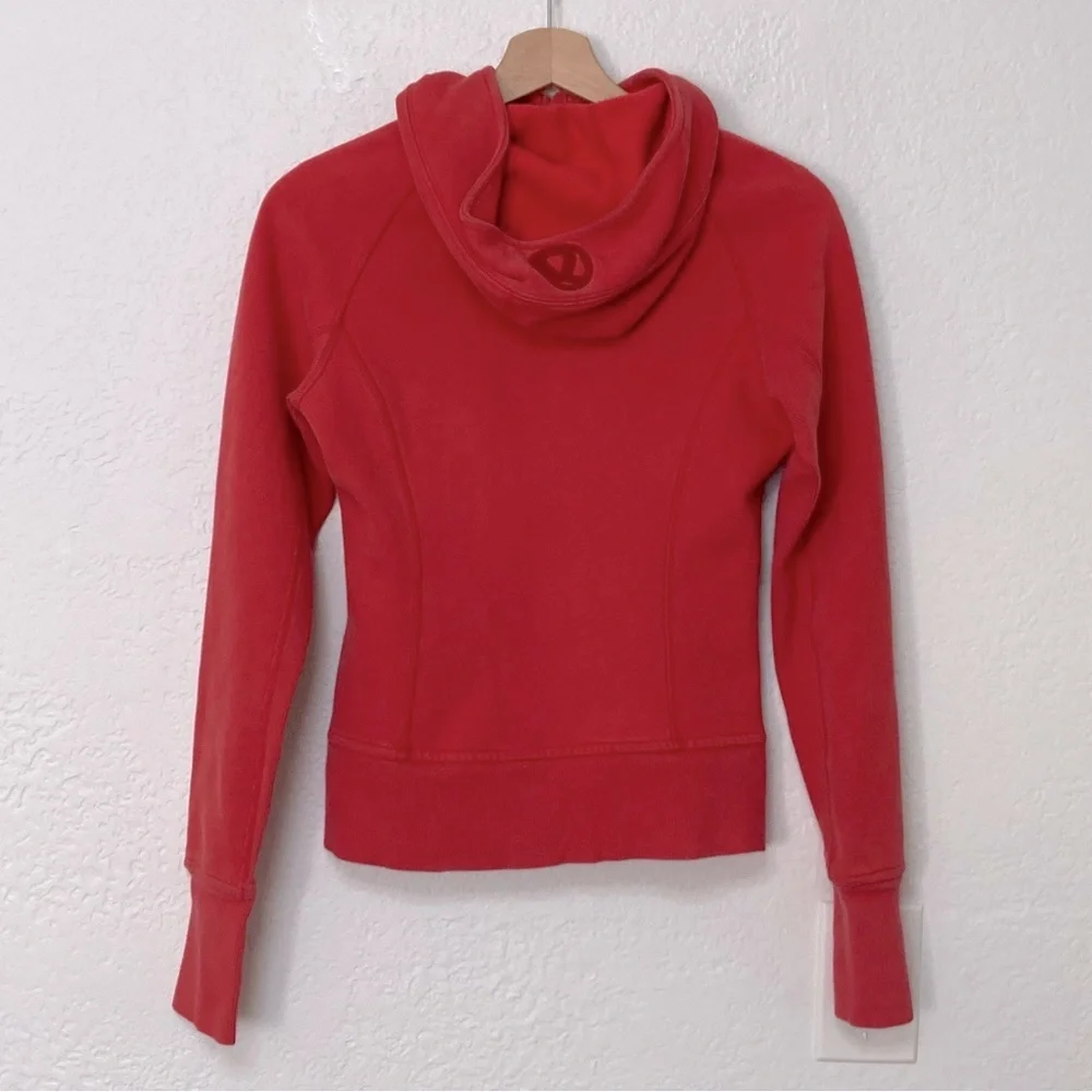 Lululemon Red Full-Zip Scuba Jacket Hoodie, Size 4 - Picture 3 of 6